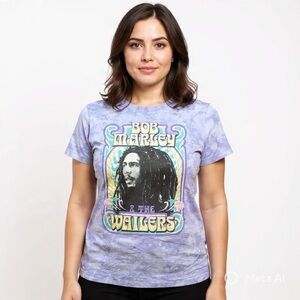 Bob Marley and The Wailers Tie Dye Graphic Band Tee Purple Sz XS